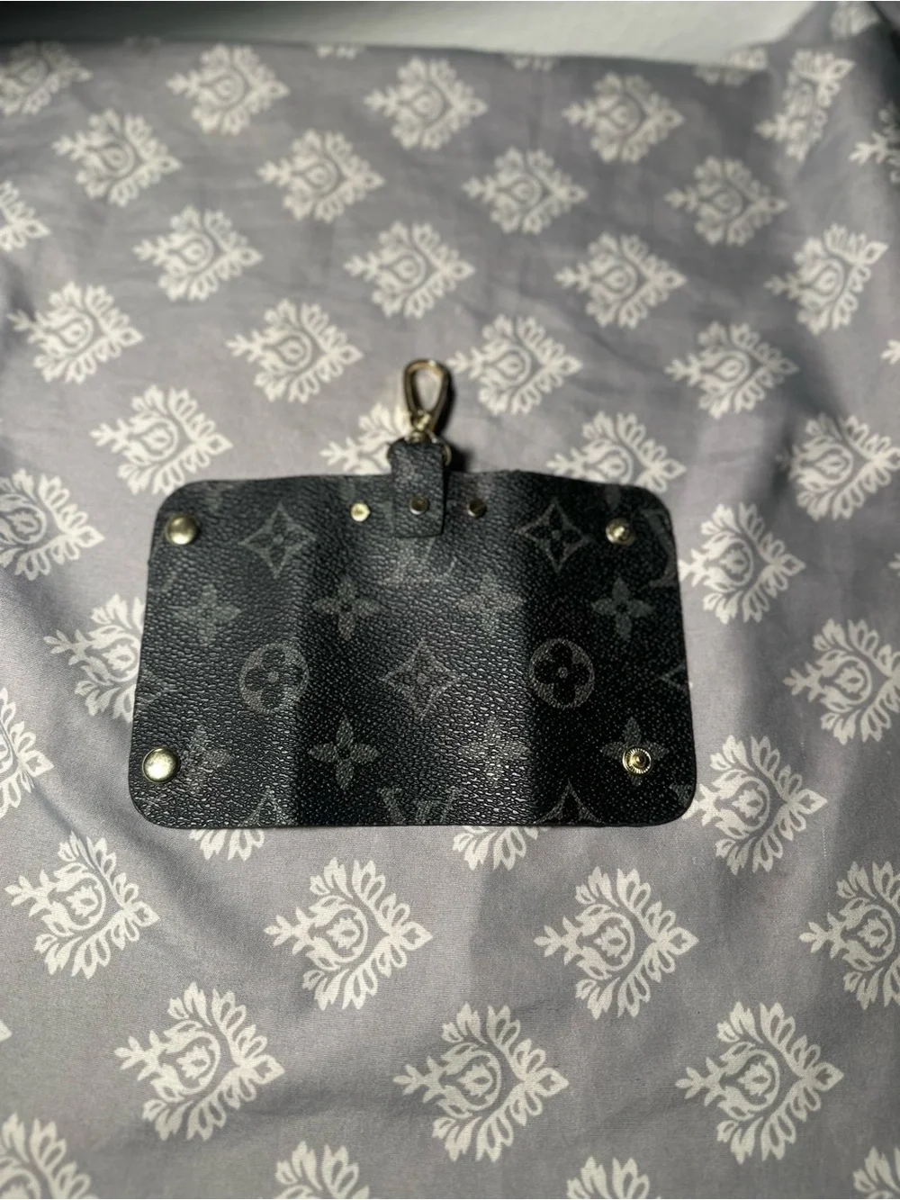 Louis Vuitton Black Monogram Key Pouch with Gold Hardware